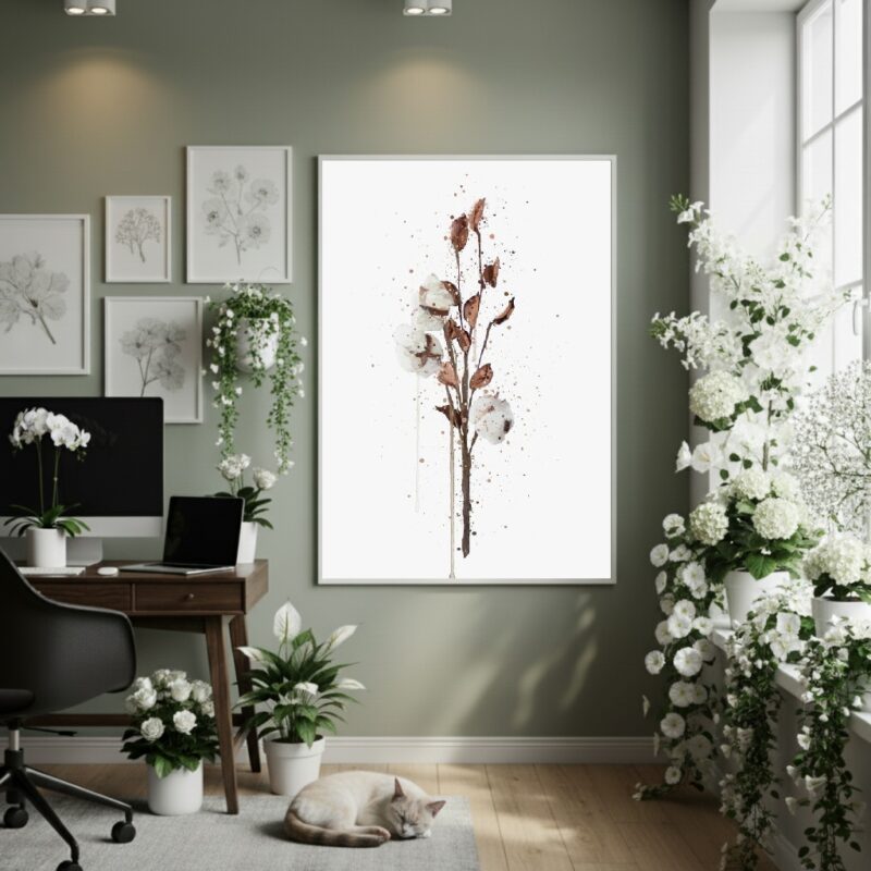 Quadro Decorativo Algodão Seco - 70x50cm