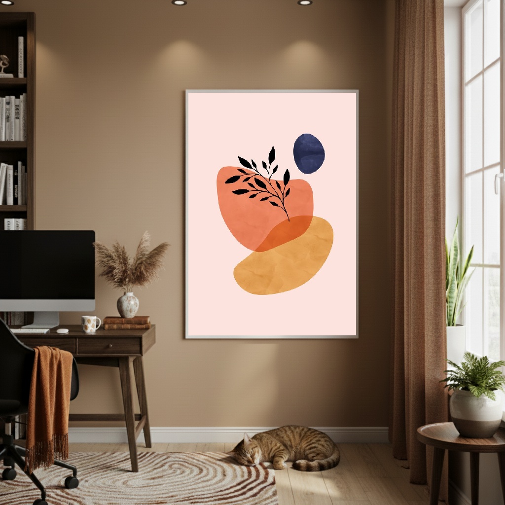 Quadro Decorativo Arte Abstrata Marrom - 70x50cm