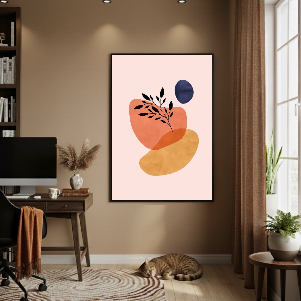 Quadro Decorativo Arte Abstrata Marrom - 70x50cm