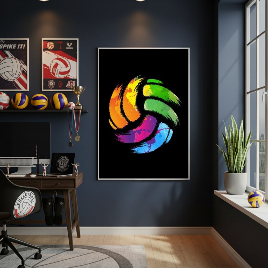 Quadro Decorativo Arte Bola De Vôlei - 70x50 cm