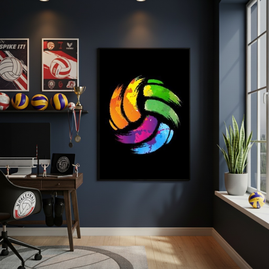 Quadro Decorativo Arte Bola De Vôlei - 70x50 cm