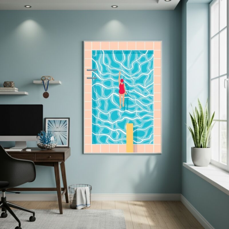 Quadro Decorativo Arte De Natação - 70x50 cm