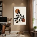 Quadro Decorativo Arte Folhas Tons Terrosos - 70x50cm