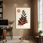 Quadro Decorativo Arte Marrom Planta - 70x50cm