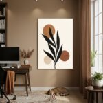 Quadro Decorativo Arte Ramo Tons Terrosos - 70x50cm