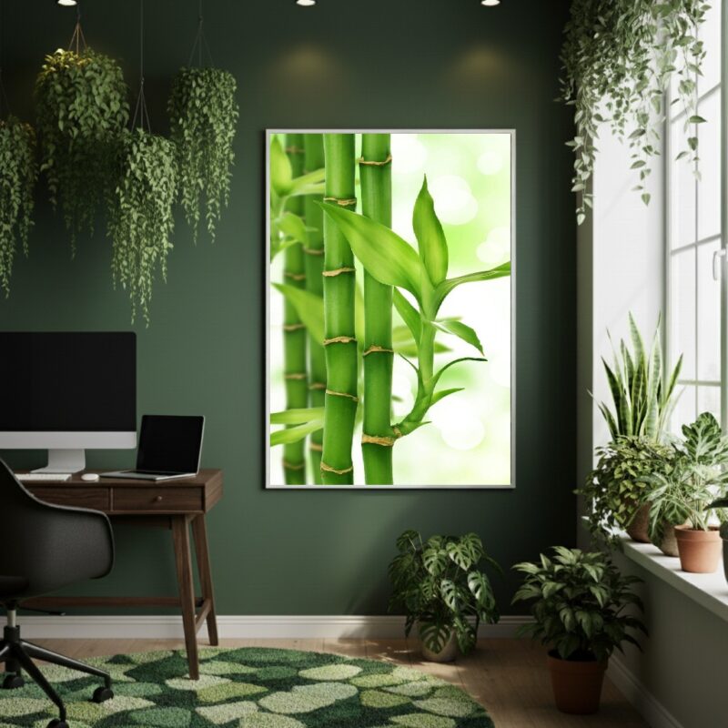 Quadro Decorativo Bambu Verde - 70x50cm