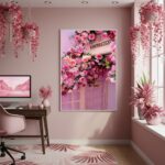 Quadro Decorativo Cabine Floral Rosa - 70x50cm