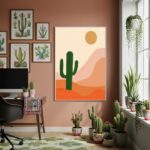 Quadro Decorativo Cacto No Deserto - 70x50cm