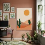 Quadro Decorativo Cactos No Deserto-70x50cm