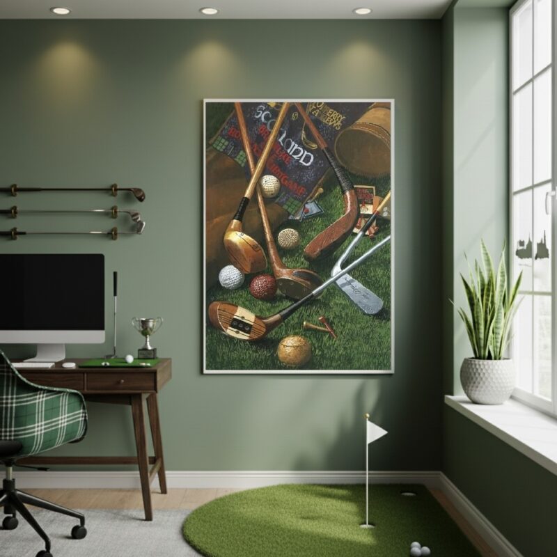 Quadro Decorativo Elementos De Golfe - 70x50 cm