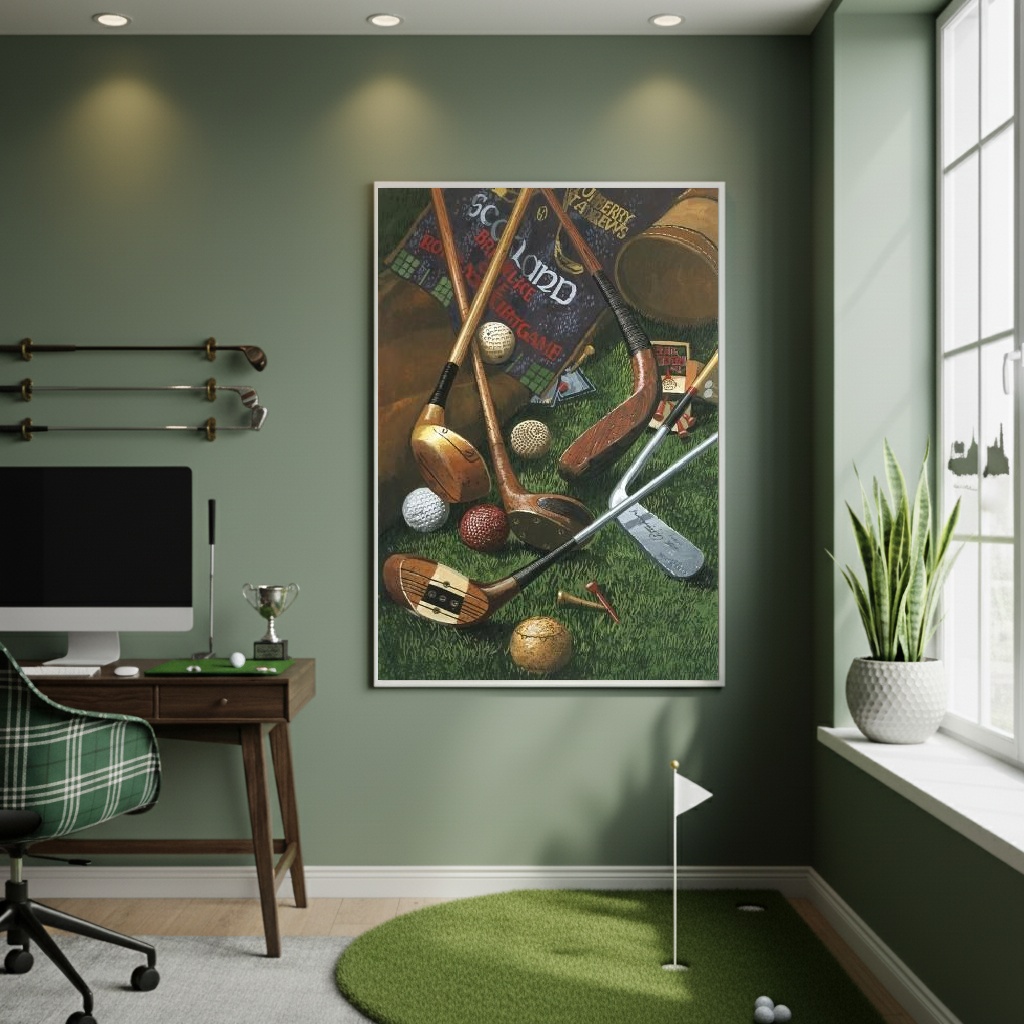 Quadro Decorativo Elementos De Golfe - 70x50 cm