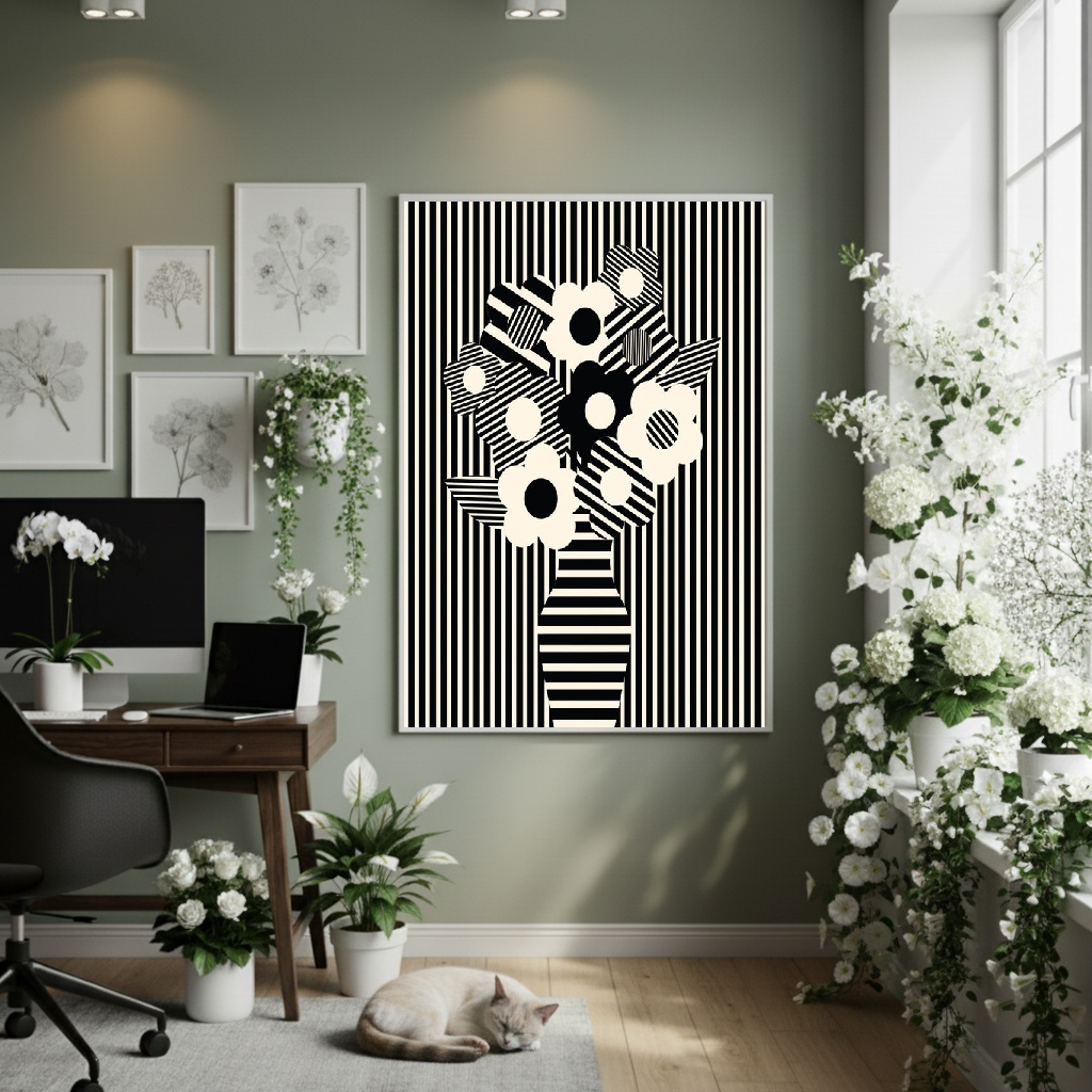 Quadro Decorativo Estampa Vaso De Flores - 70x50cm