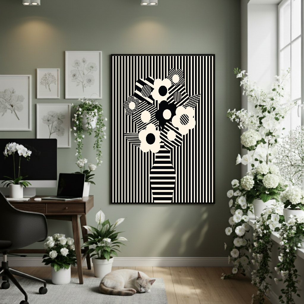Quadro Decorativo Estampa Vaso De Flores - 70x50cm