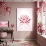 Quadro Decorativo Flor De Lótus Rosa - 70x50cm