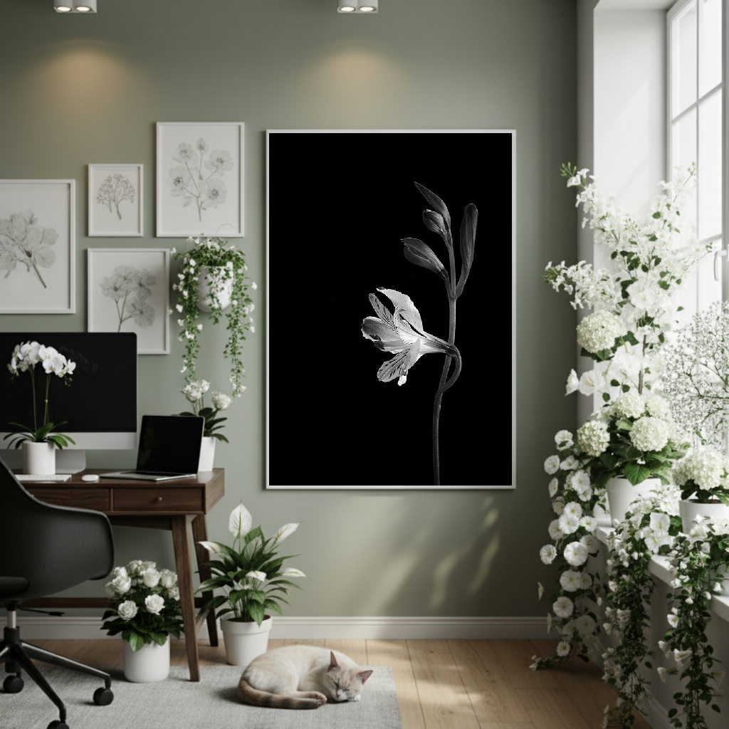 Quadro Decorativo Flor Lírio Peruano - 70x50cm