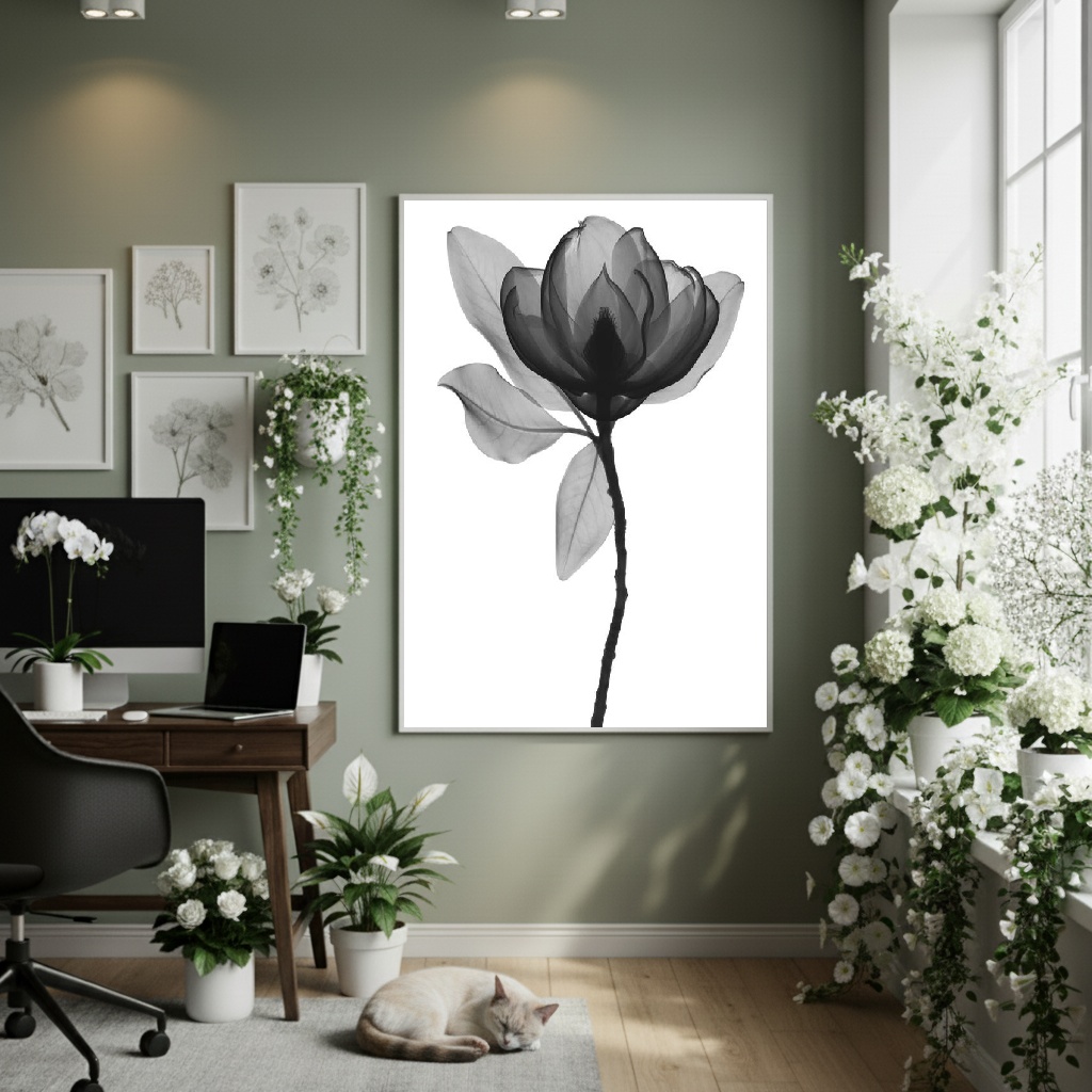 Quadro Decorativo Flor Magnólia - 70x50cm