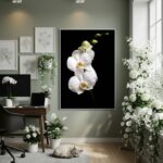 Quadro Decorativo Flor Orquídea Mariposa - 70x50cm