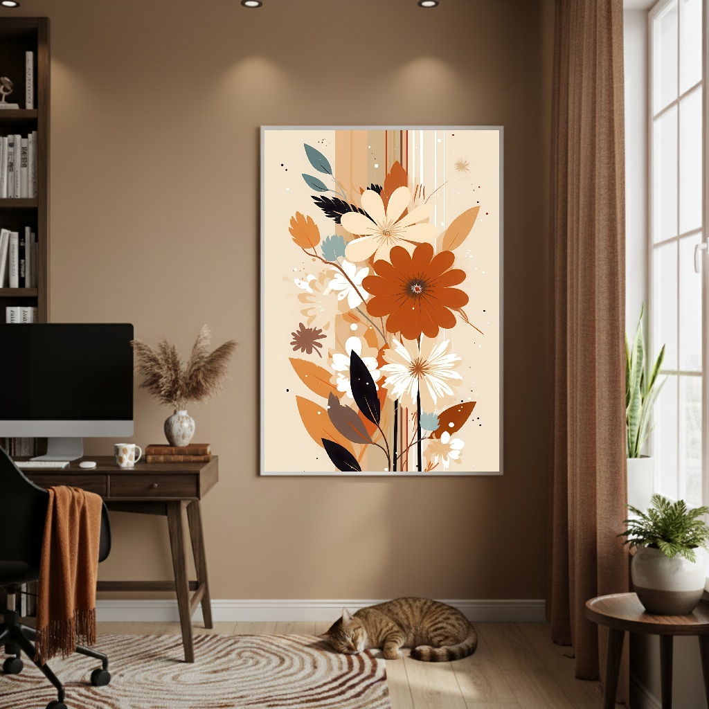 Quadro Decorativo Flores Caramelo - 70x50cm