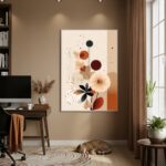 Quadro Decorativo Flores Marrom Café - 70x50cm