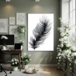 Quadro Decorativo Folha Pena - 70x50cm