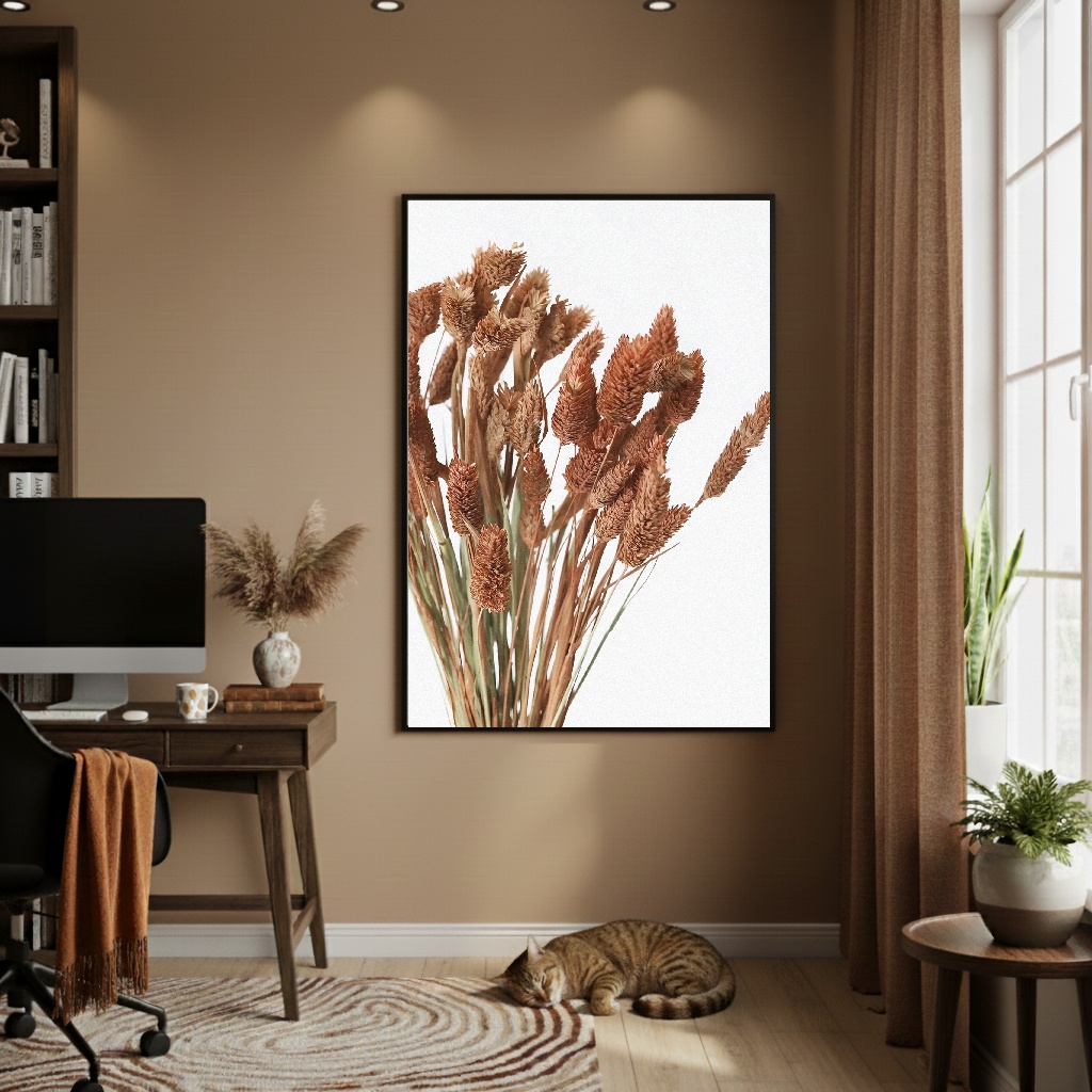 Quadro Decorativo Folhagem Marrom - 70x50cm