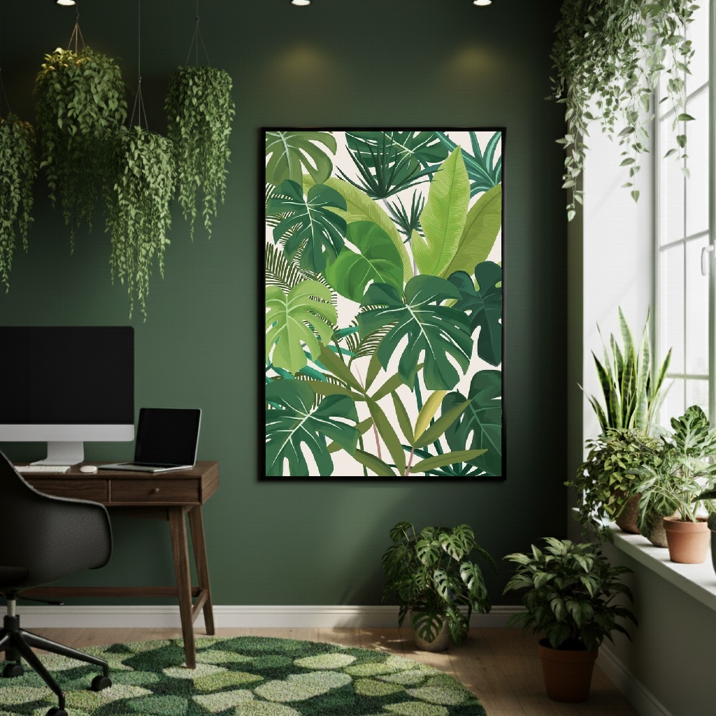 Quadro Decorativo Folhagem Tropical - 70x50cm