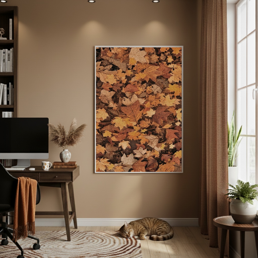 Quadro Decorativo Folhas De Outono - 70x50cm
