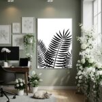 Quadro Decorativo Folhas Pretas - 70x50cm