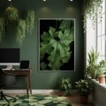 Quadro Decorativo Folhas Textura Escura - 70x50cm
