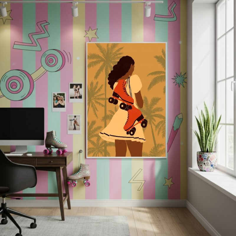 Quadro Decorativo Garota Dos Patins - 70x50 cm