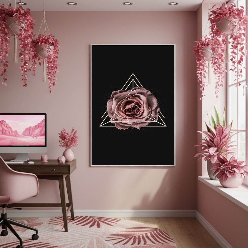 Quadro Decorativo Geometria Floral - 70x50cm