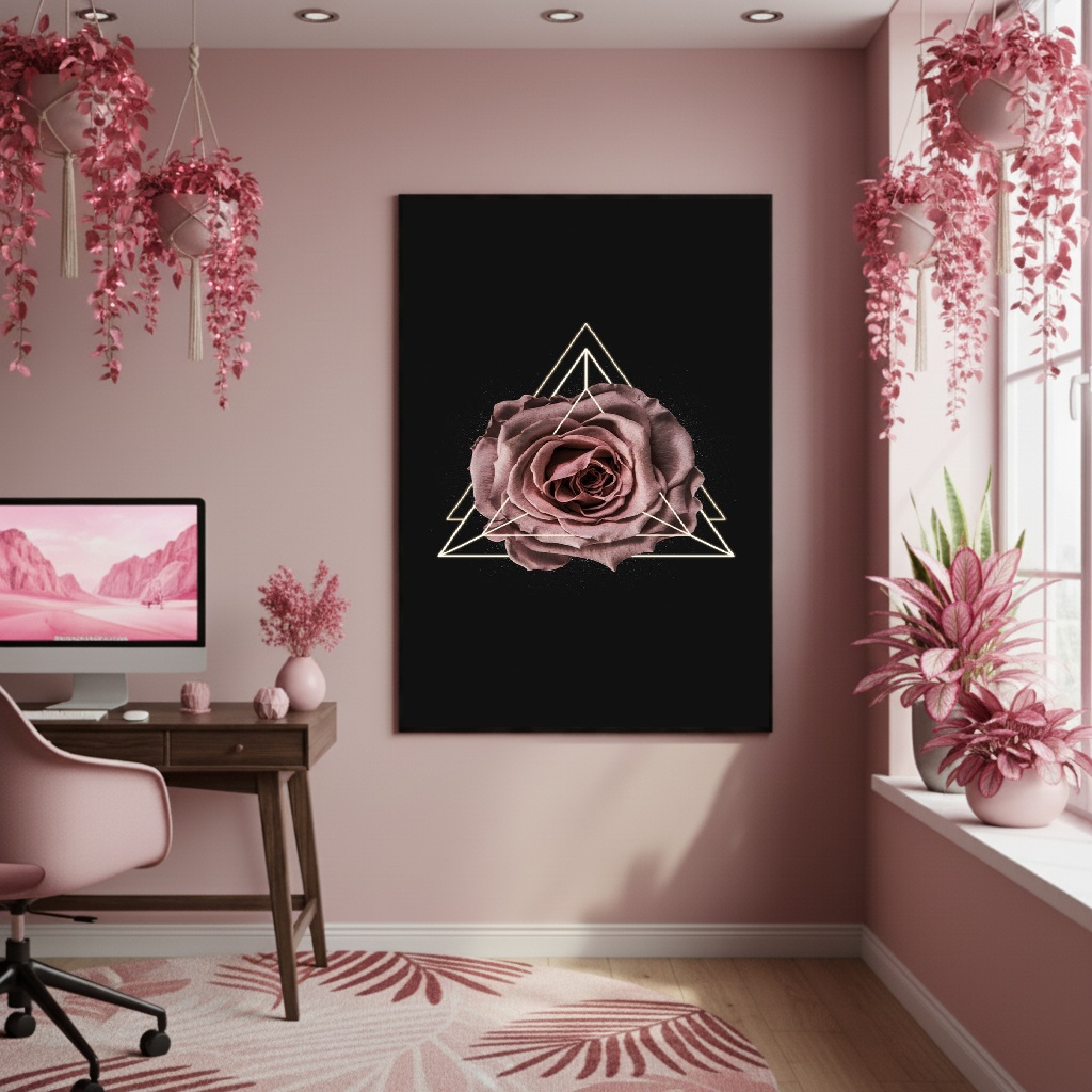 Quadro Decorativo Geometria Floral - 70x50cm