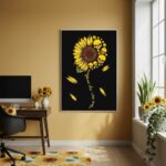 Quadro Decorativo Girassol Caveiras - 70x50cm