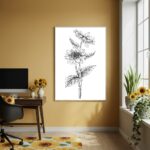 Quadro Decorativo Girassol Desenho Fino - 70x50cm