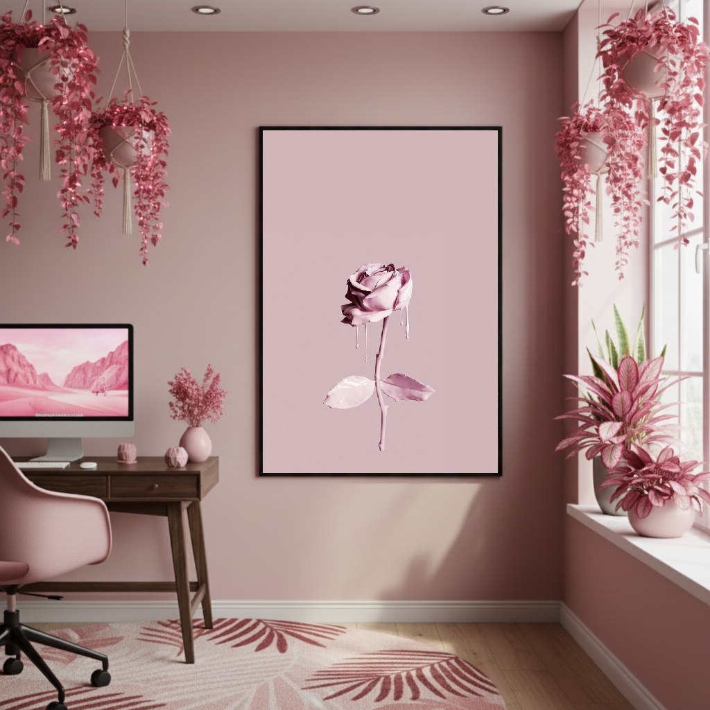 Quadro Decorativo Gota De Rosa - 70x50cm