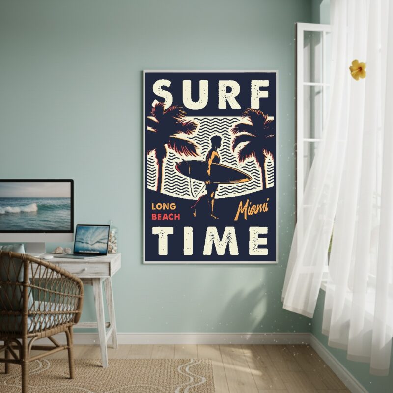 Quadro Decorativo Hora De Surfar - 70x50 cm