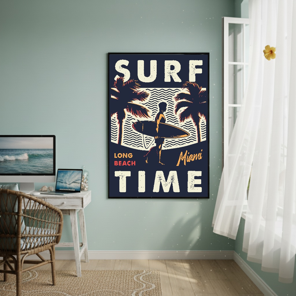 Quadro Decorativo Hora De Surfar - 70x50 cm