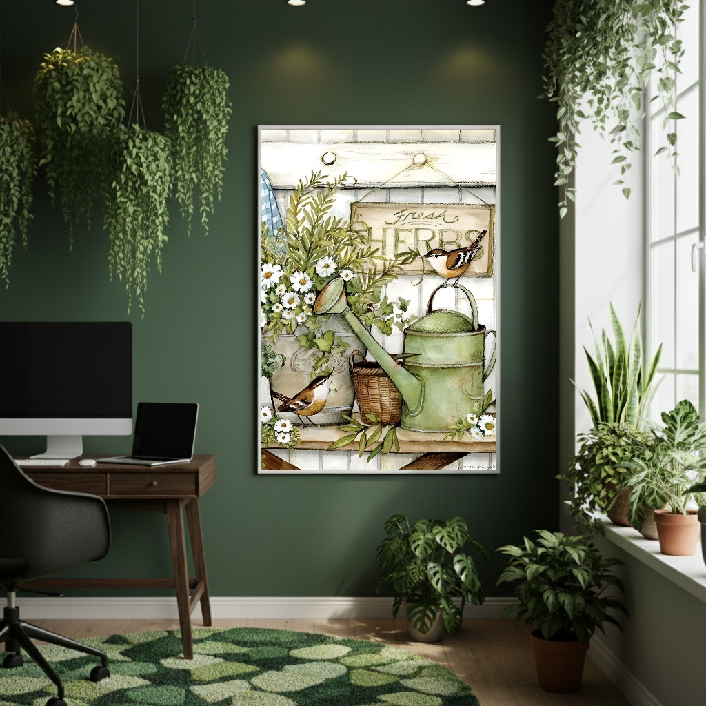 Quadro Decorativo Jardim Vintage - 70x50cm
