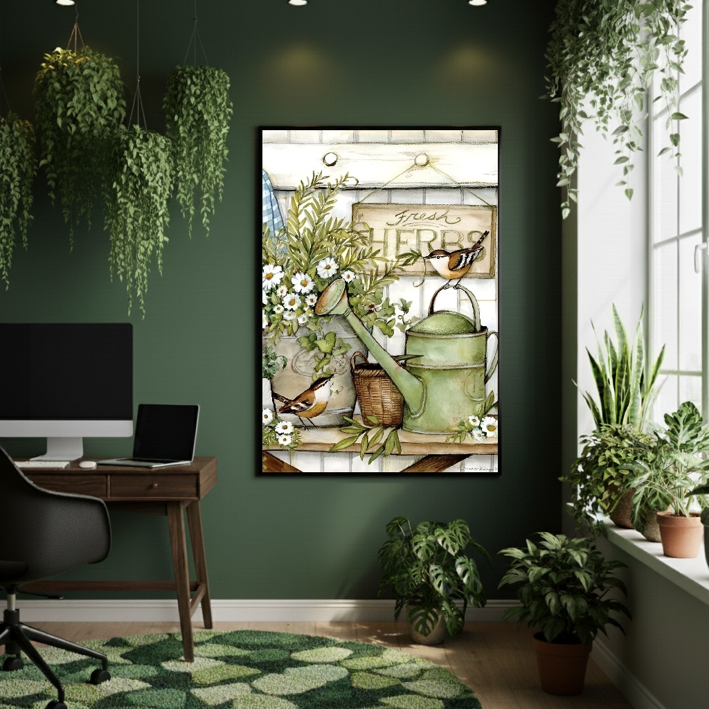 Quadro Decorativo Jardim Vintage - 70x50cm