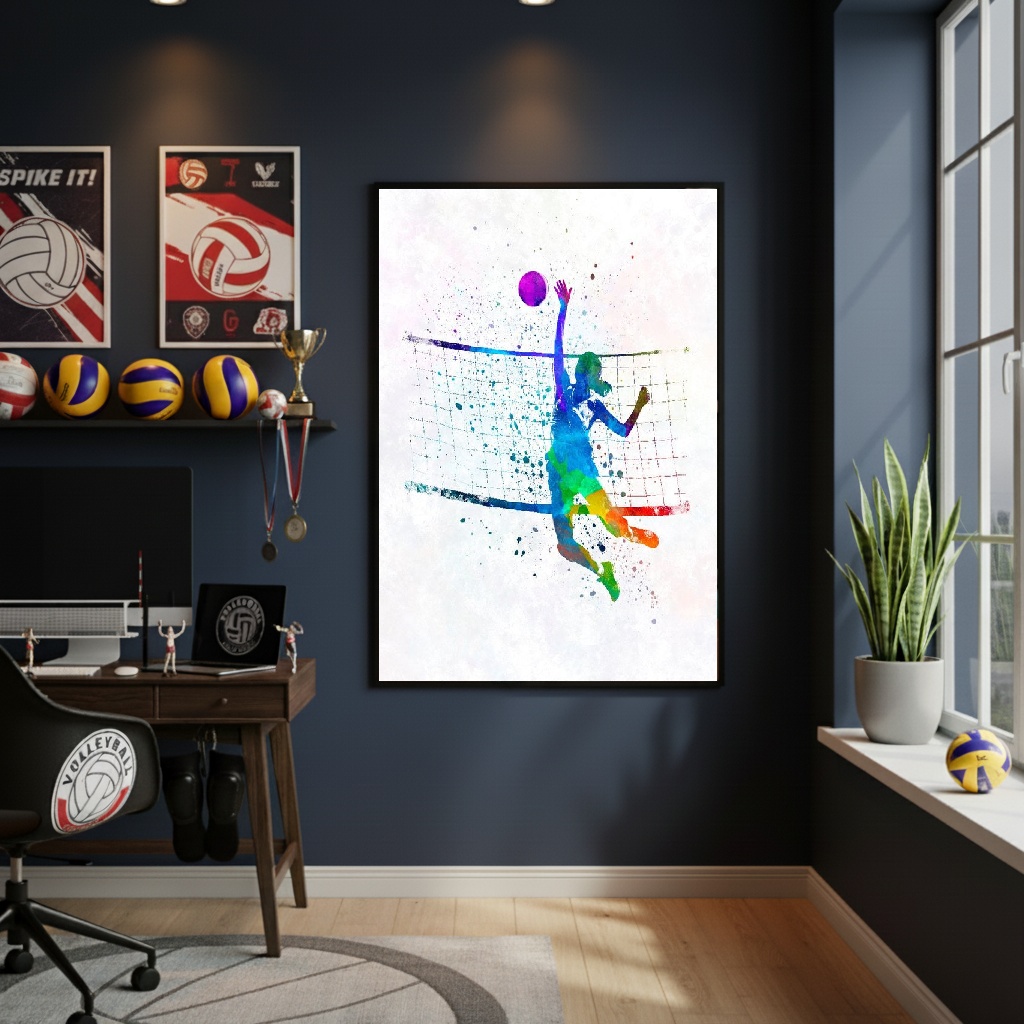 Quadro Decorativo Jogando Vôlei - 70x50 cm