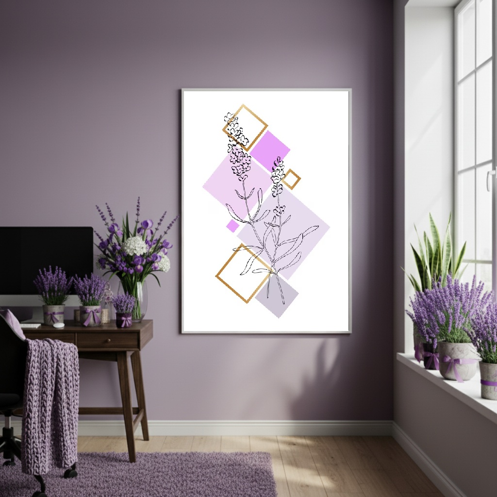 Quadro Decorativo Lavanda Leve - 70x50cm