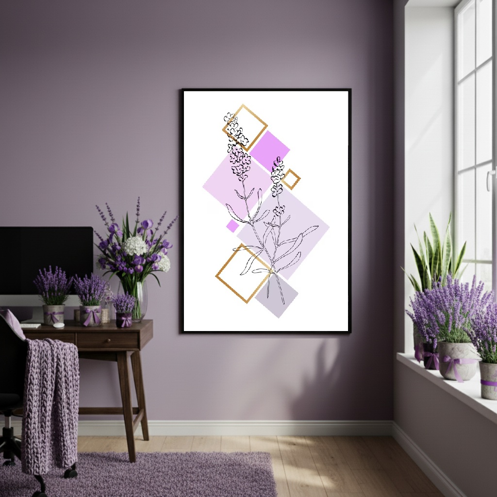 Quadro Decorativo Lavanda Leve - 70x50cm