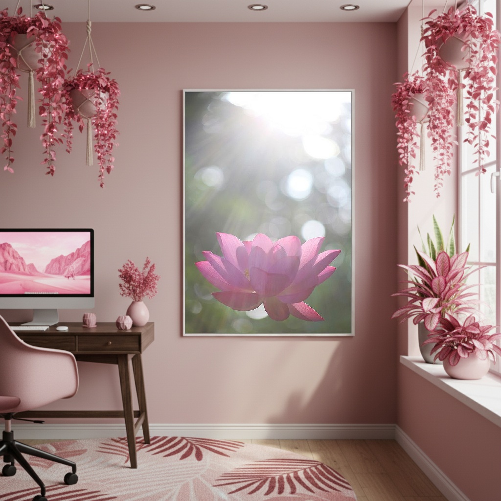 Quadro Decorativo Lótus Banho De Sol - 70x50cm