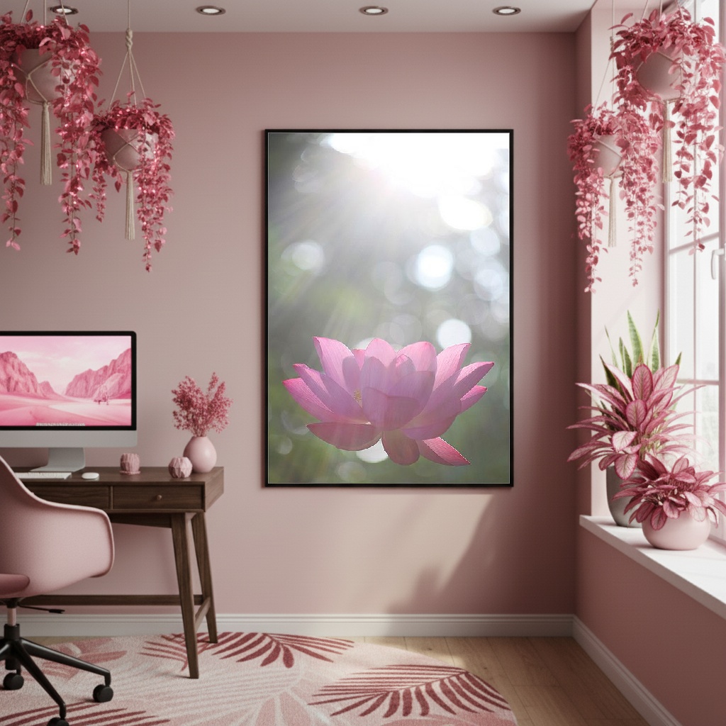 Quadro Decorativo Lótus Banho De Sol - 70x50cm
