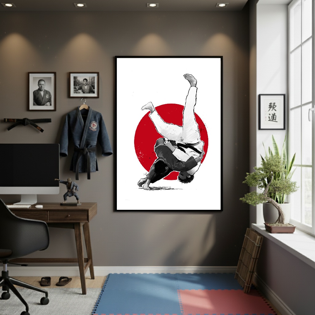 Quadro Decorativo Luta De Judô - 70x50 cm