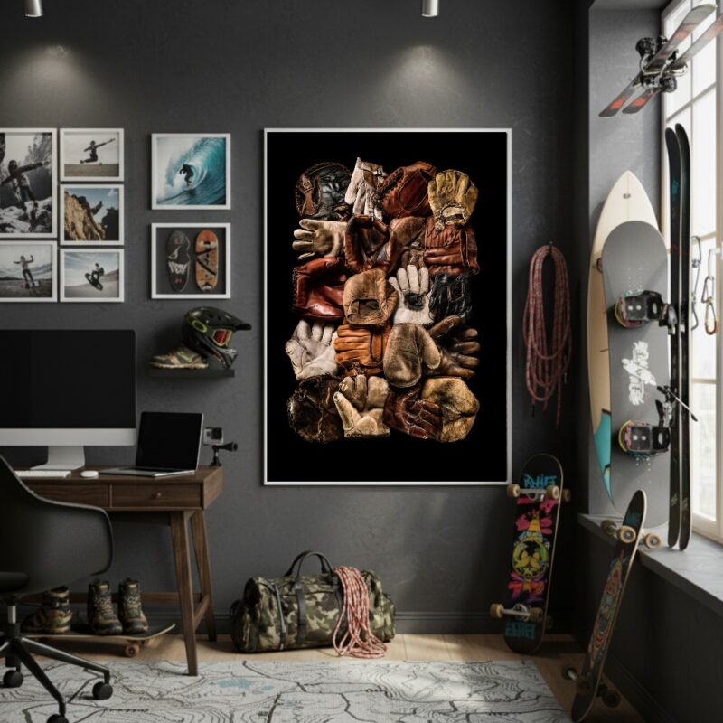 Quadro Decorativo Luvas De Beisebol - 70x50 cm