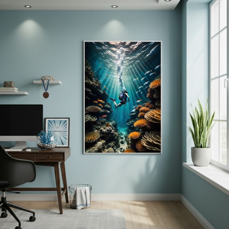Quadro Decorativo Mergulho No Oceano - 70x50 cm
