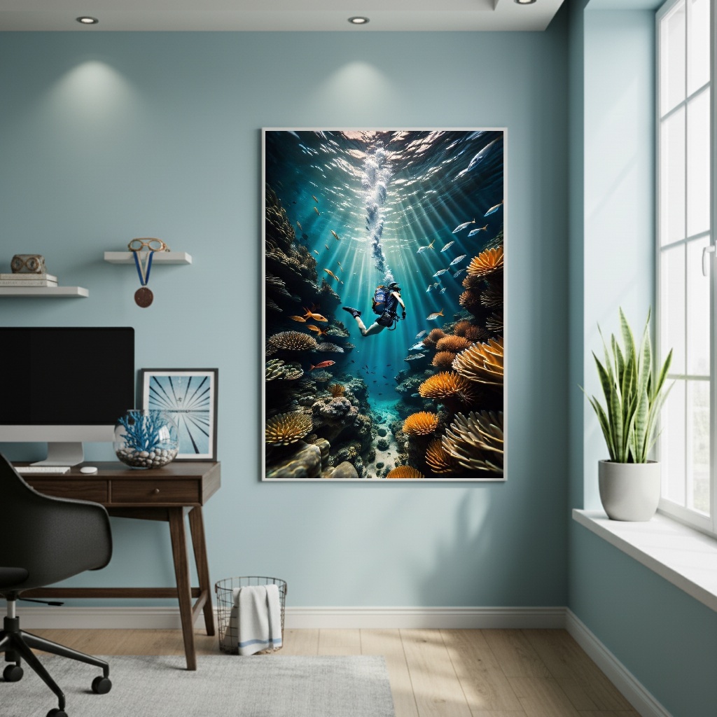 Quadro Decorativo Mergulho No Oceano - 70x50 cm