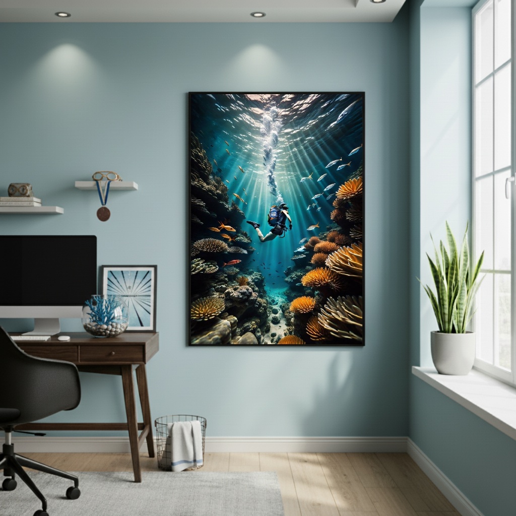 Quadro Decorativo Mergulho No Oceano - 70x50 cm