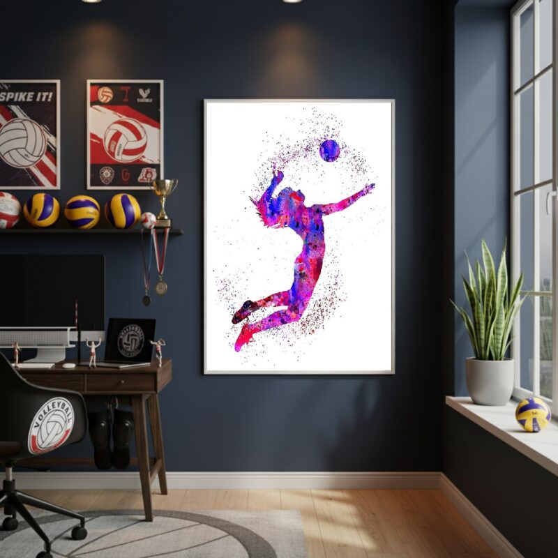 Quadro Decorativo Mulher Jogando Vôlei - 70x50 cm